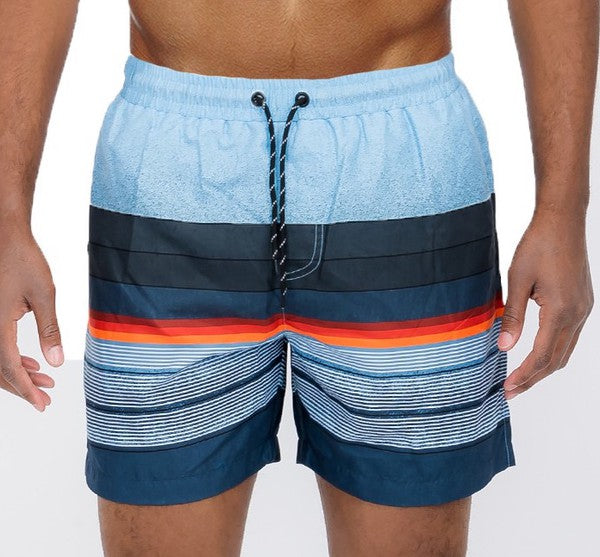 Men's Blue Stripes Swim Shorts