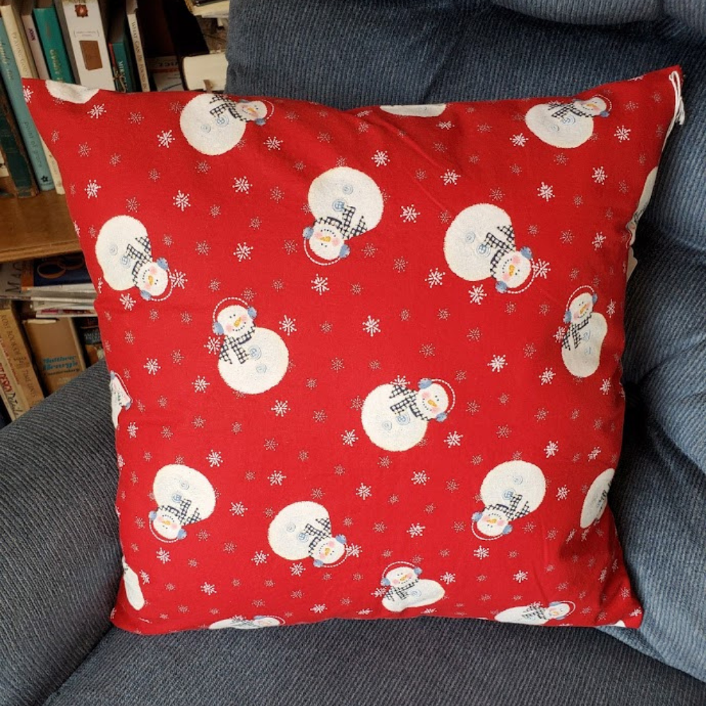 Handcrafted Red Snowman Christmas Pillow Covers.