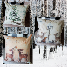 Load image into Gallery viewer, Winter In The Woods Linen Blend Pillow Covers