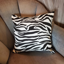 Load image into Gallery viewer, Black &amp; Linen White Zebra Stripped New 2021 Color Style 18x18 Zippered Pillow Cover