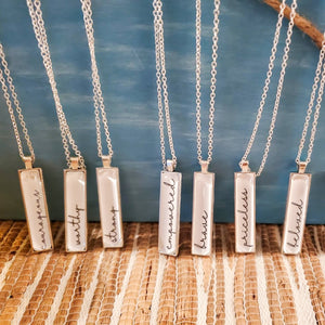 Necklace. What Word Are You Claiming? -You Are: Worthy, Brave, Empowered, Courageous, Beloved, Priceless, Strong