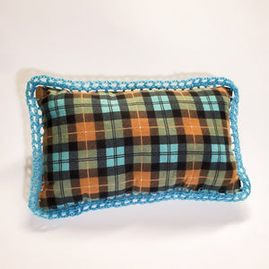 Little Boy Blue Fall Plaid Small Throw Pillow Hand Crafted By Me