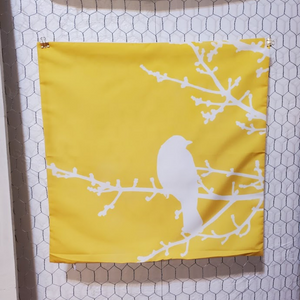New Bright Bold Yellow Bird Silhouette Hidden Zipper Pillow Cover. Size 18x18in.