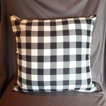 Load image into Gallery viewer, New Bright Bold Black Buffalo Plaid. Hidden Zipper Pillow Cover Size 18x18in.