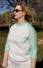 Load image into Gallery viewer, Casual Lace Sleeve Raglan tops. Light and Smooth . Perfect In The Spring and Fall