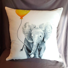 Load image into Gallery viewer, New Bold Yellow And Gray Elephant. Hidden Zipper Pillow Cover Size 18x18in.