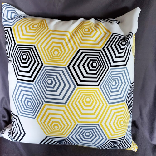 Bold Hexagon Abstract Yellow, Gray, Black 18x18 Pillow Cover  Without Pillow