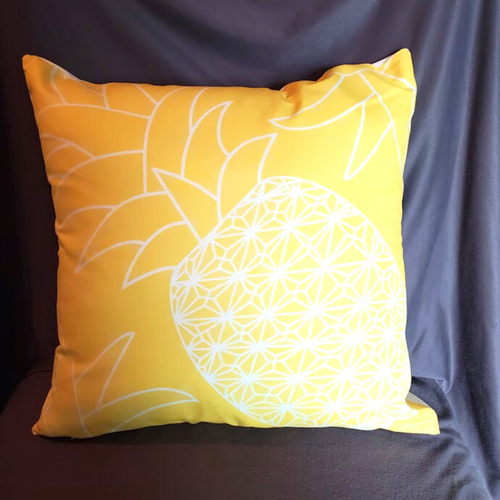 New Bold Yellow Pineapple Silhouette. Hidden Zipper Pillow Cover Size 18x18in.