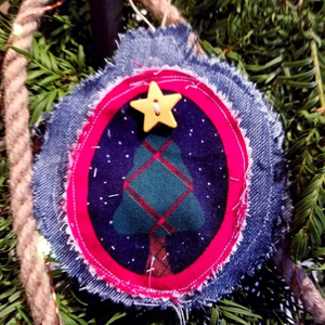 A Little Country Christmas Denim Patchwork Ornaments