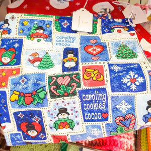 Handcrafted Blue Snowman Christmas Pillow Cover.