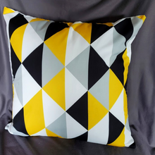 Load image into Gallery viewer, Color In Diamonds. Yellow, Black,Grey18x18 Zippered Pillow Covers With OR Without Insert