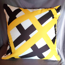 Load image into Gallery viewer, New Bold Yellow, Black, And White Abstract Hidden Zipper Pillow Cover Size 18x18in.