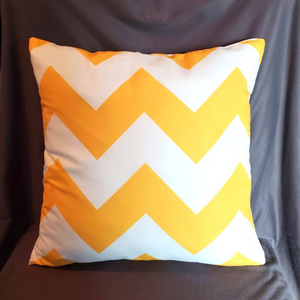 New Bold Yellow Abstract Zag Hidden Zipper Pillow Cover Size 18x18in.
